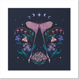 Pink Moth and Bleeding Heart Posters and Art